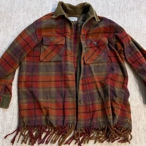 Vintage fringe flannel shacket